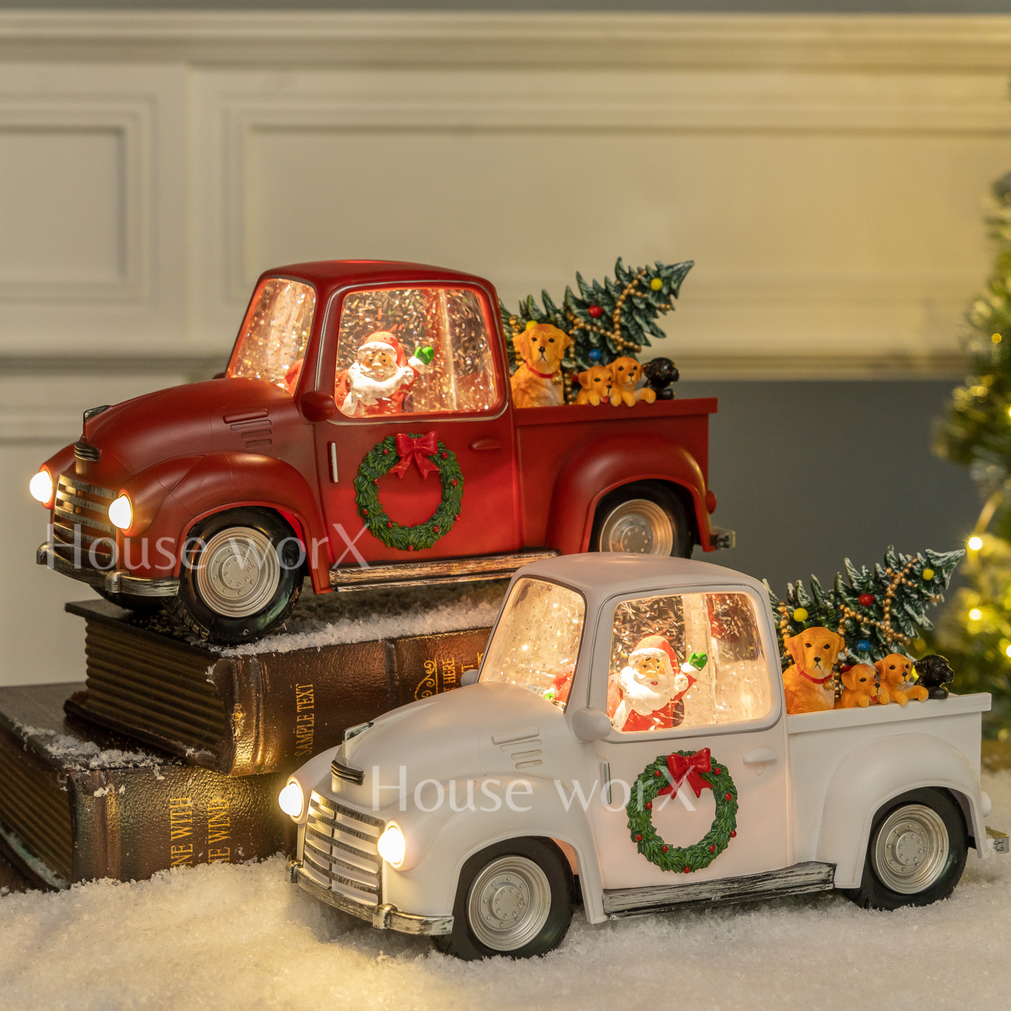 Pickup truck - White Snow Globe