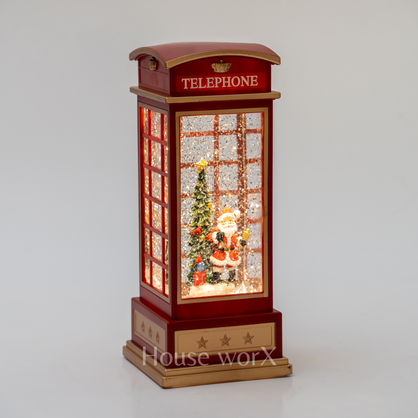 Telephone Booth - Santa Snow Globe