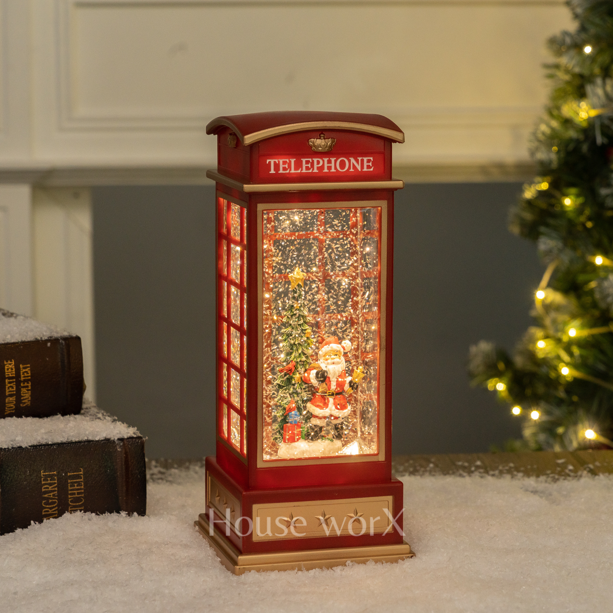 Telephone Booth - Santa Snow Globe