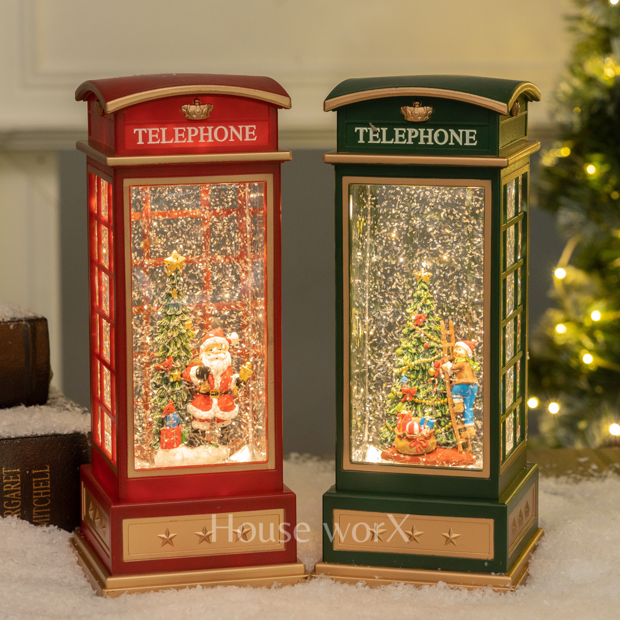 Telephone Booth - Santa Snow Globe