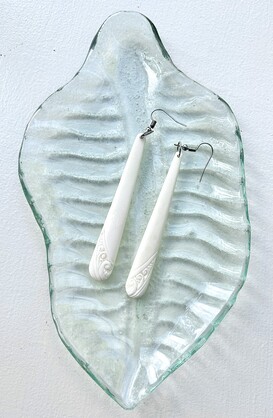 Bone Earrings - droplet carved detail design