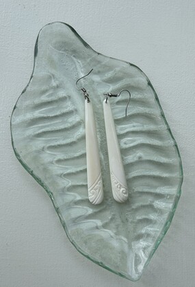 Bone Earrings - droplet carved detail design