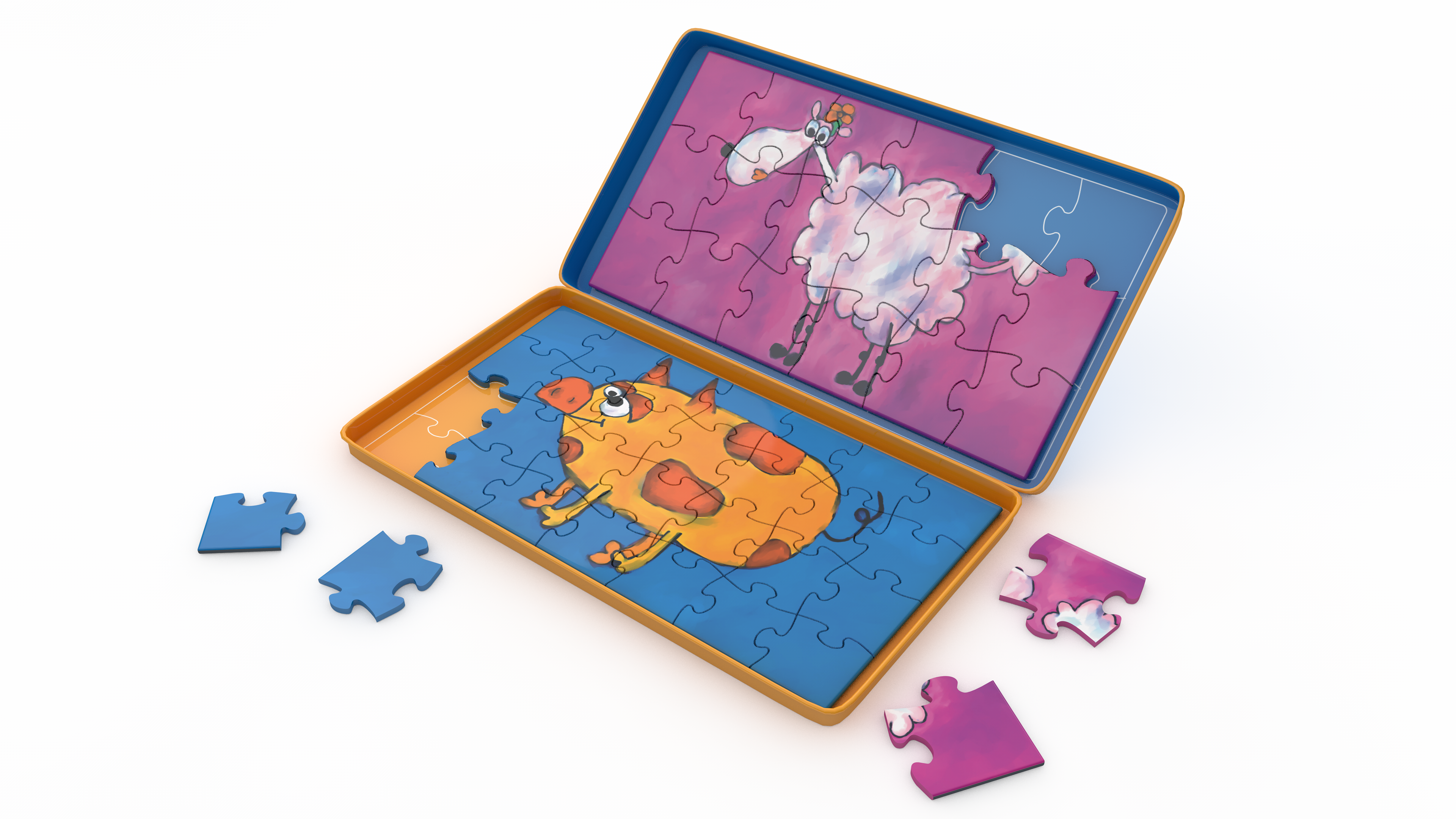 Travel Game Tin Farm Puzzles