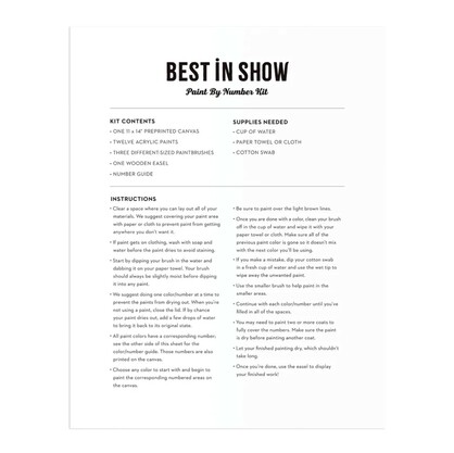 Best In Show 11" x 14" Paint By Number Kit