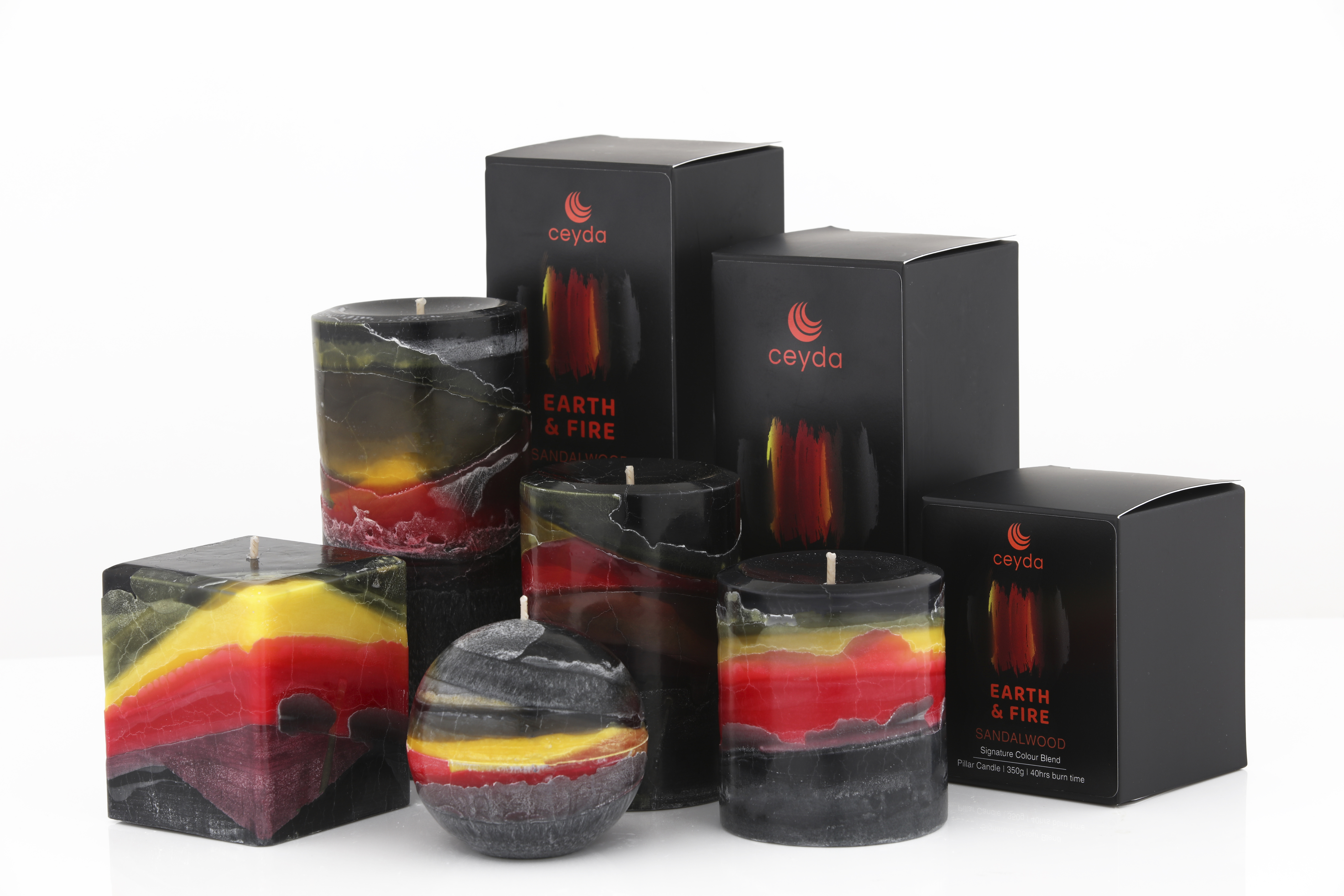 Earth and Fire - Sandalwood Scented Pillar Candle