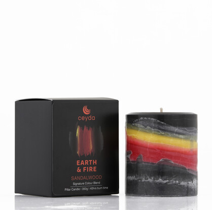 Earth and Fire - Sandalwood Scented Pillar Candle