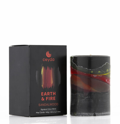Earth and Fire - Sandalwood Scented Pillar Candle