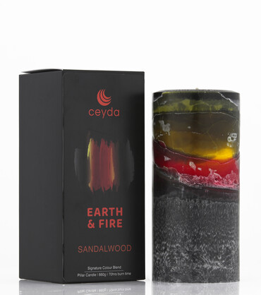 Earth and Fire - Sandalwood Scented Pillar Candle