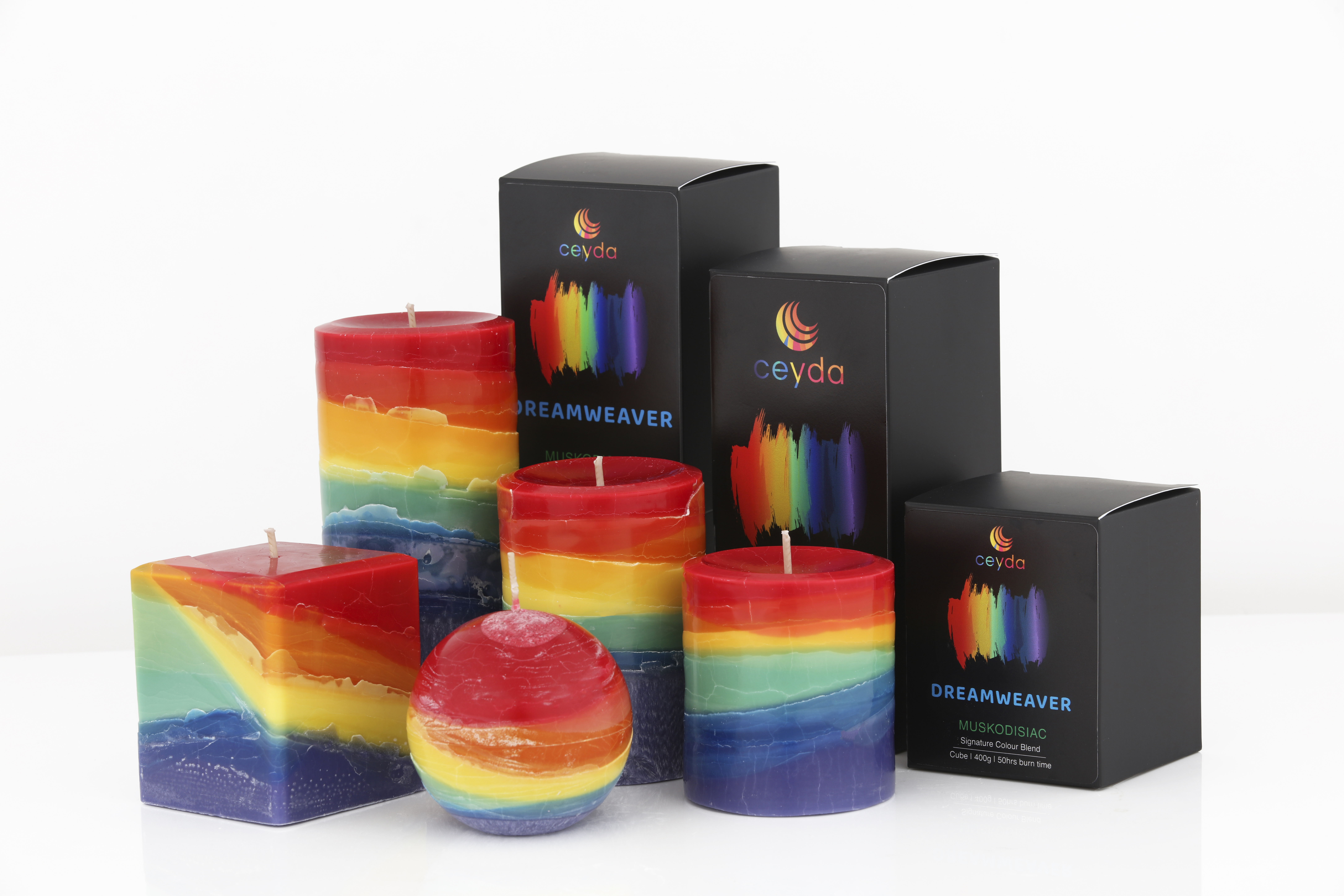 Dreamweaver - Musk Scented Rainbow Small Pillar Candle