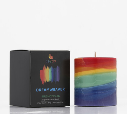 Dreamweaver - Musk Scented Rainbow Small Pillar Candle