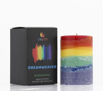 Dreamweaver - Musk Scented Rainbow Small Pillar Candle