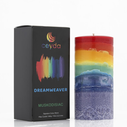 Dreamweaver - Musk Scented Rainbow Small Pillar Candle