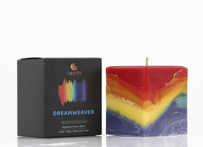 Dreamweaver - Musk Scented Rainbow Small Pillar Candle