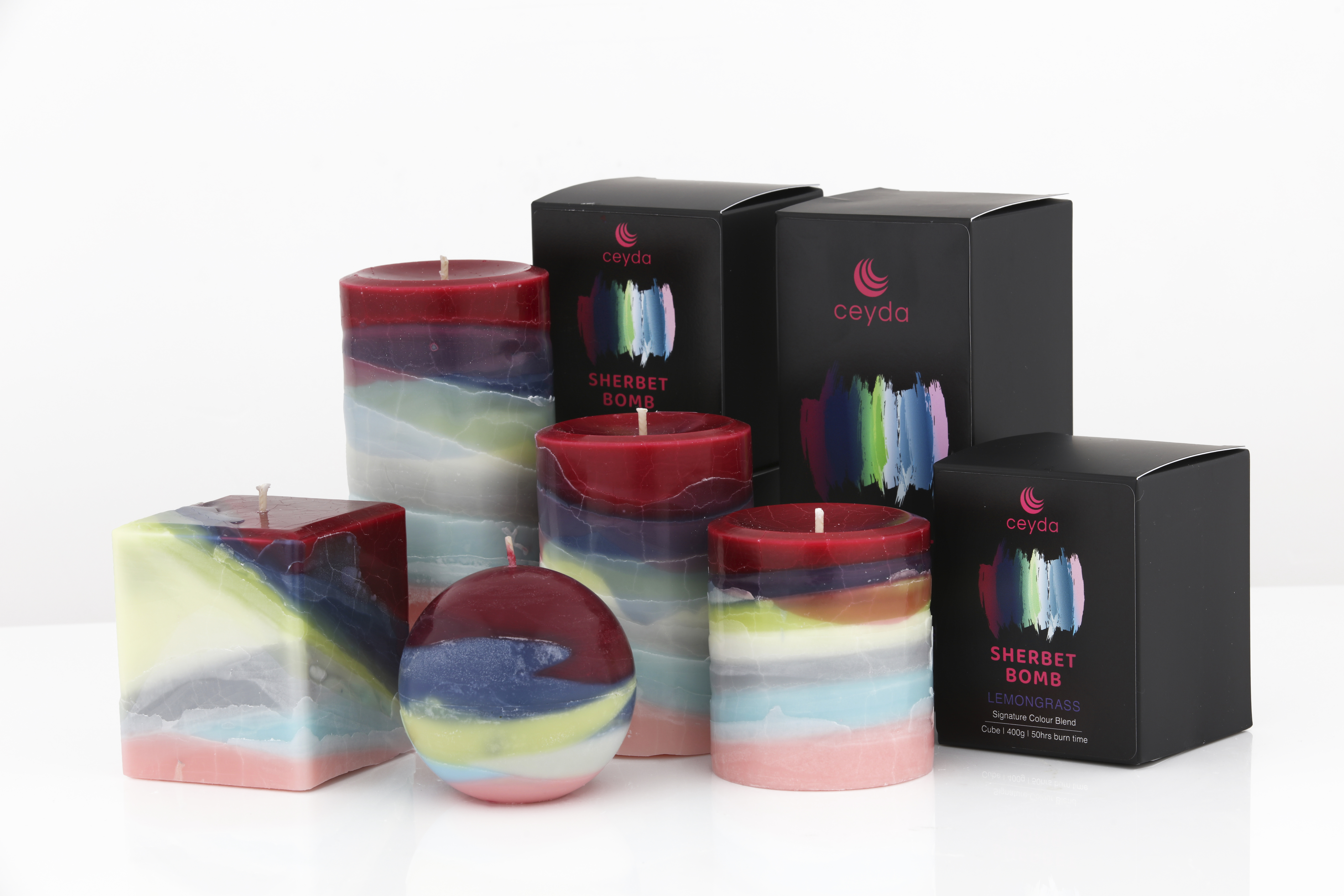 Sherbet Bomb - Lemongrass Scented Pillar Candle
