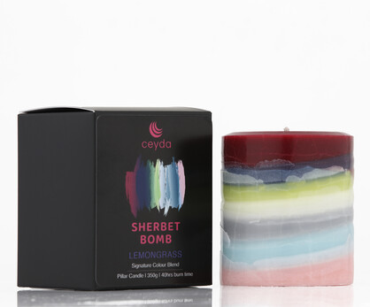 Sherbet Bomb - Lemongrass Scented Pillar Candle