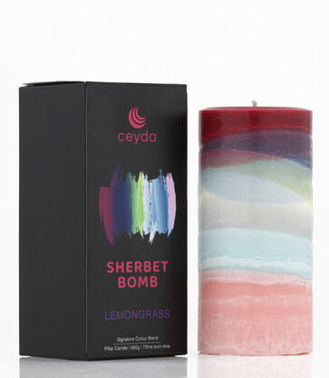 Sherbet Bomb - Lemongrass Scented Pillar Candle