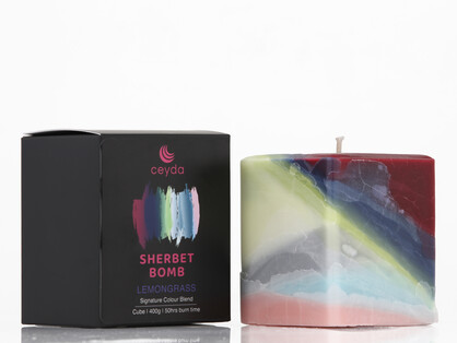 Sherbet Bomb - Lemongrass Scented Pillar Candle