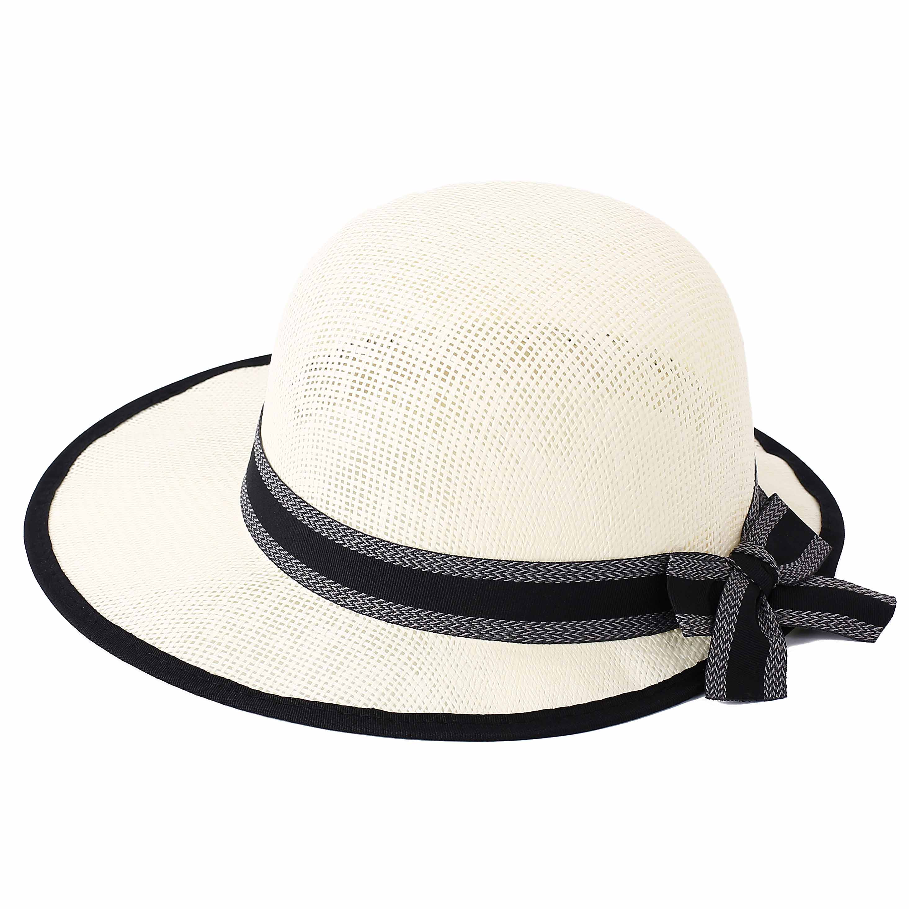 QT45 Natural/ Black Rim Bonnet Hat