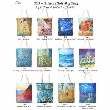 TP3  24 x Artwork Tote Bag Pack