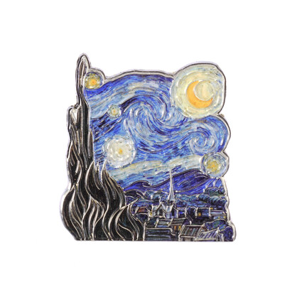 ZH3 - Van Gough - Starry Night Brooch 3.5cm wide x 4 high on colourful card
