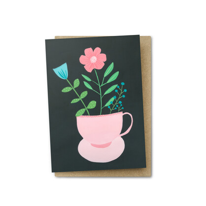 Tea Cup Plant Greeting Card