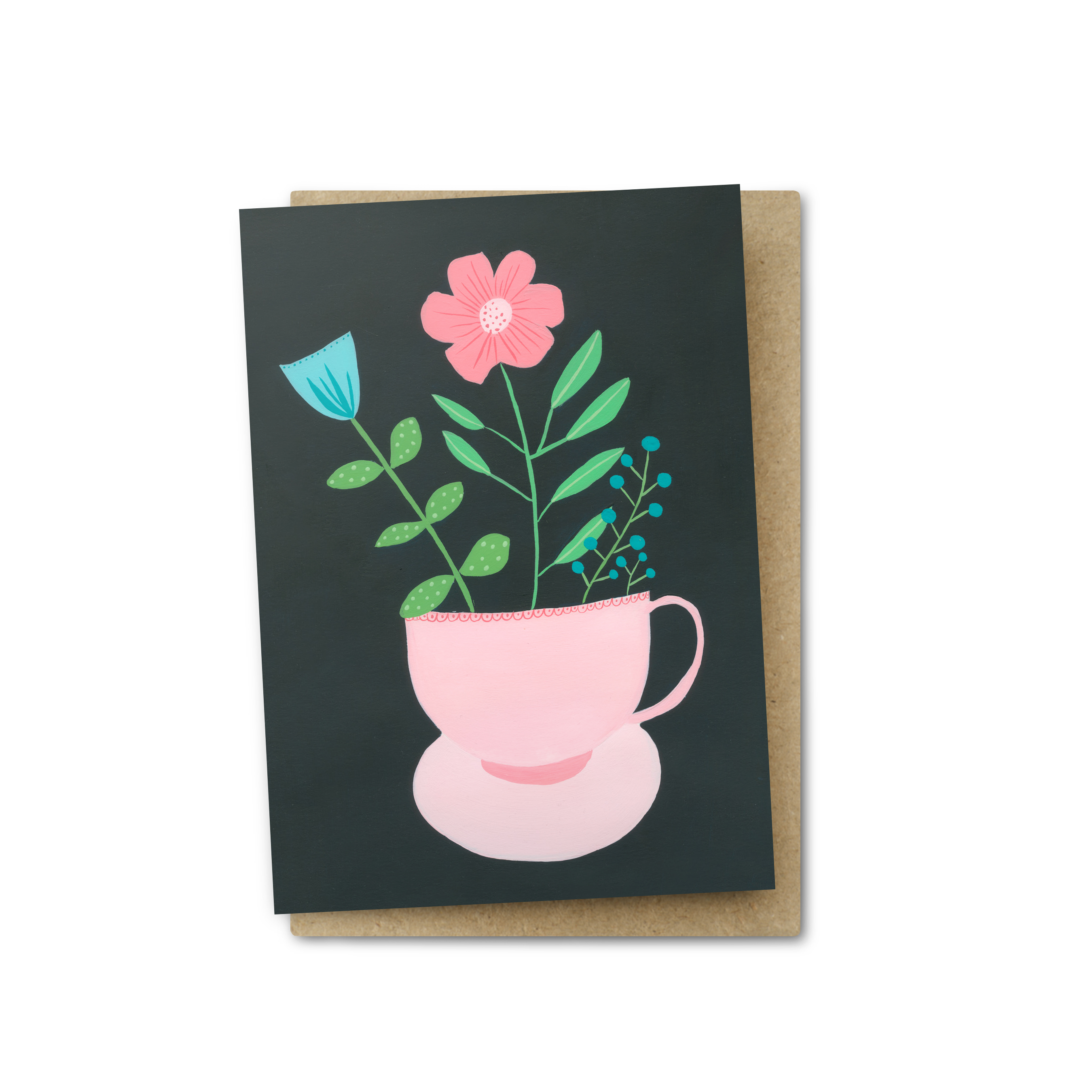 Tea Cup Plant Greeting Card