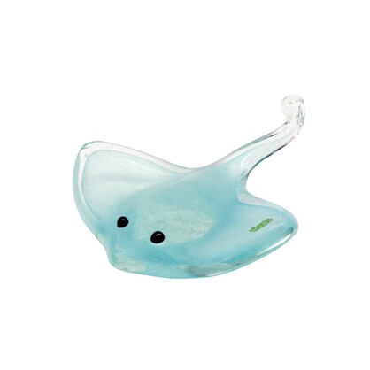 Zibo Handblown Glow in Dark Art Glass - Blue Stingray