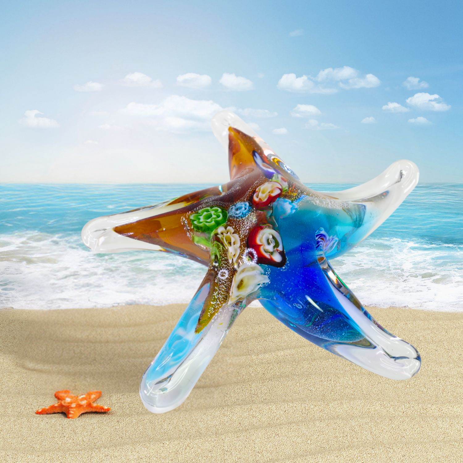 Zibo Handblown Art Glass - Millefiori Pattern Star Fish