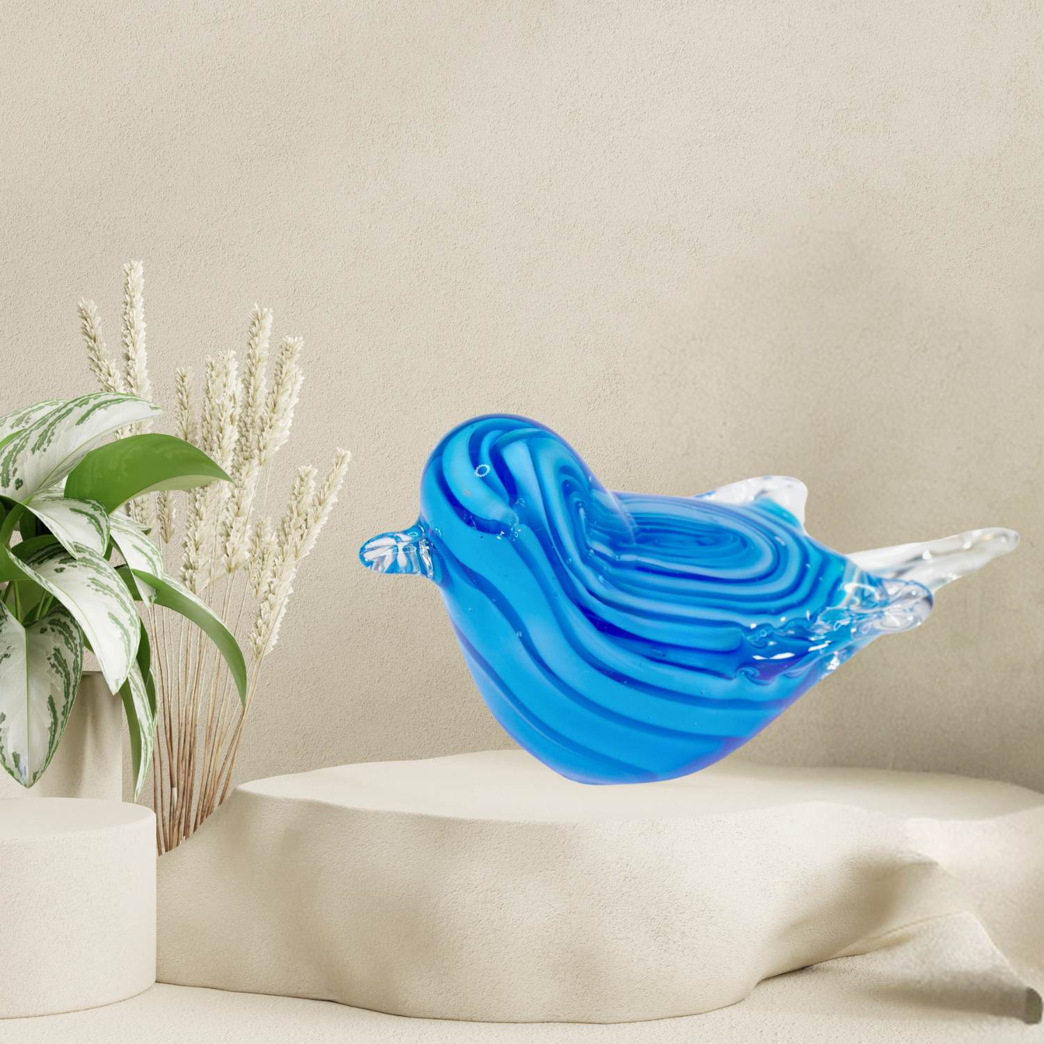 Zibo Handblown Art Glass - Light Blue Bird