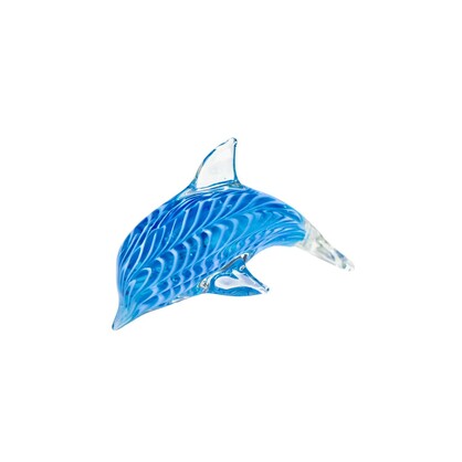 Zibo Handblown Art Glass - Blue Striped Dolphin