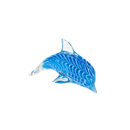 Zibo Handblown Art Glass - Blue Striped Dolphin