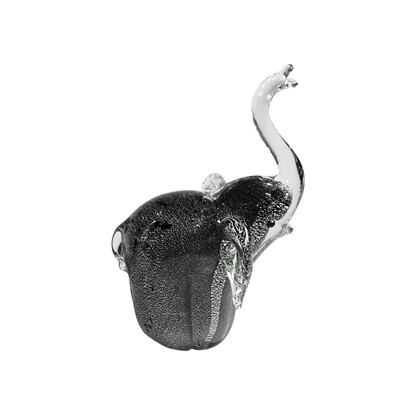 Zibo Handblown Art Glass - Grey with Silver Flakes Elephan