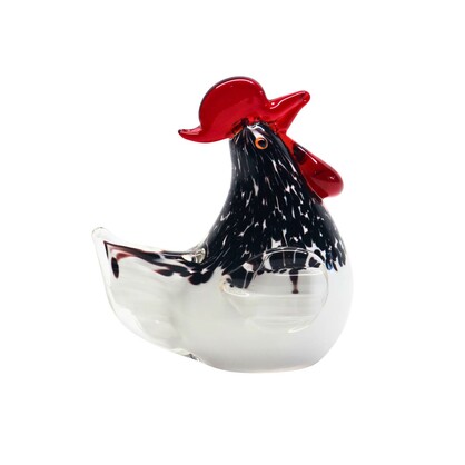 Zibo Handblown Art Glass - Hen With Red Comb