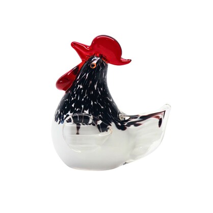 Zibo Handblown Art Glass - Hen With Red Comb