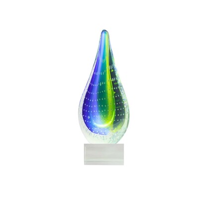 Zibo Handblown Art Glass - Water Drop Statue on Stand