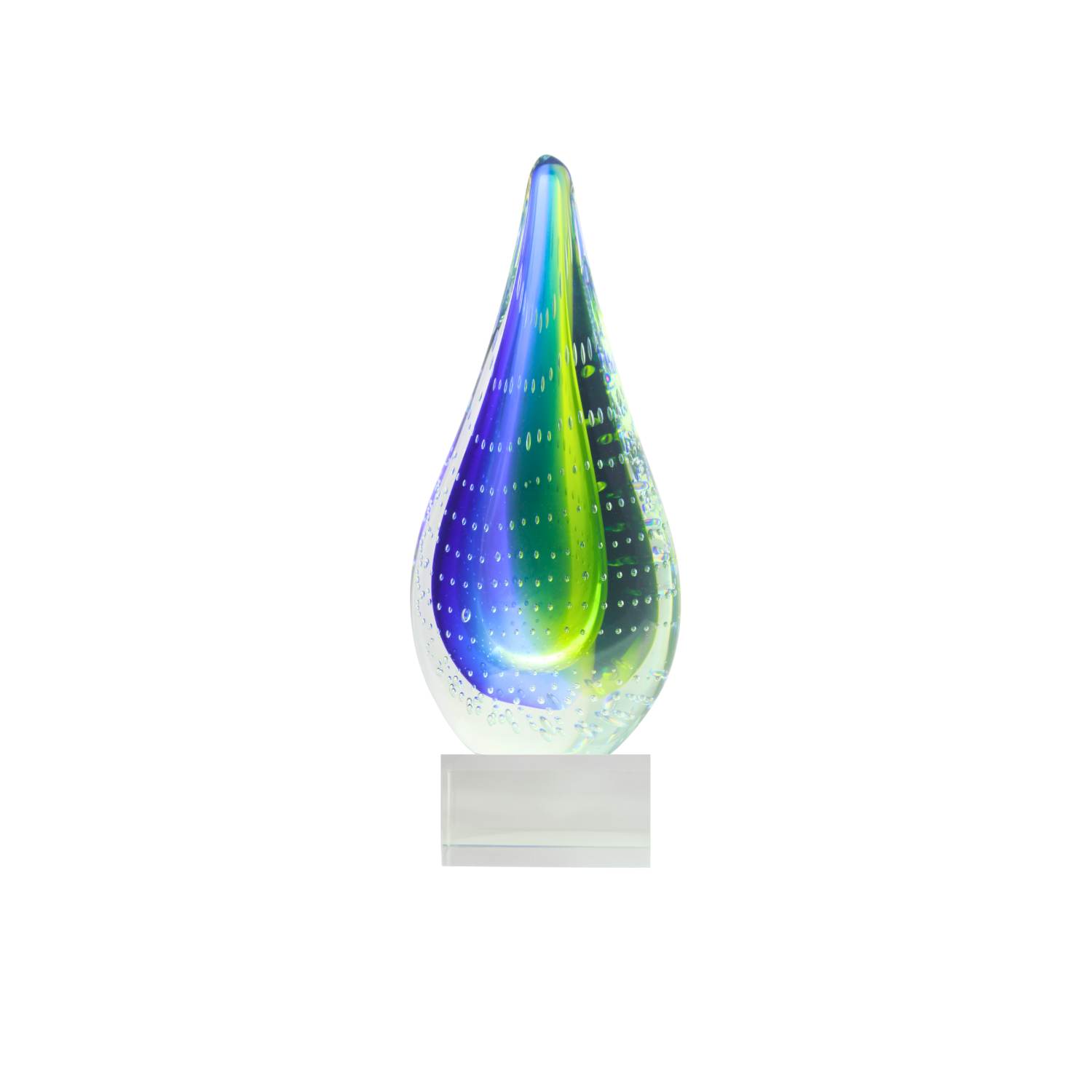 Zibo Handblown Art Glass - Water Drop Statue on Stand