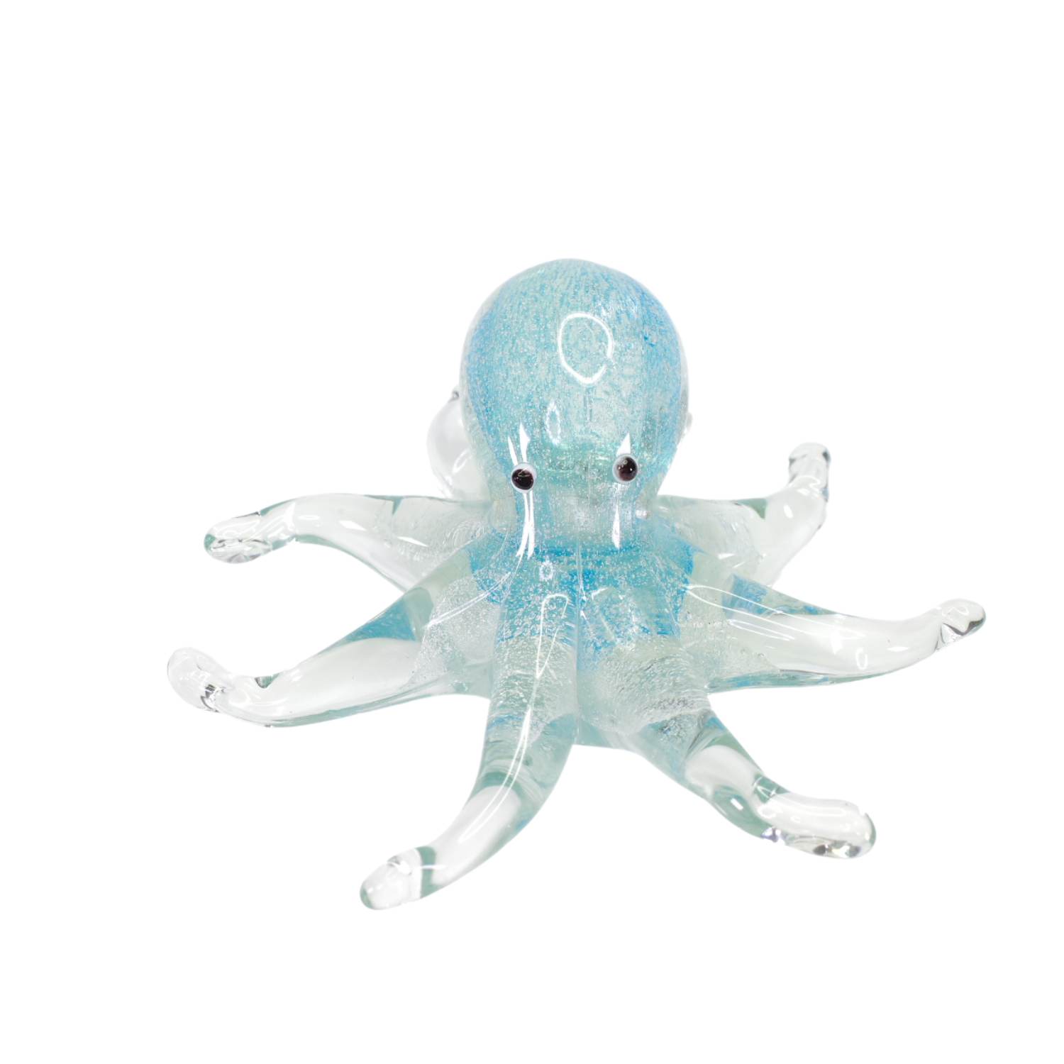 Zibo Handblown Art Glass Glow in Dark Blue Octopus - Gift Box