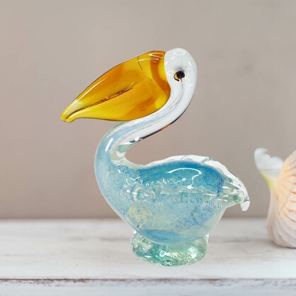 Zibo Handblown Glow in Dark Baby Blue Pelican (Gift Box)