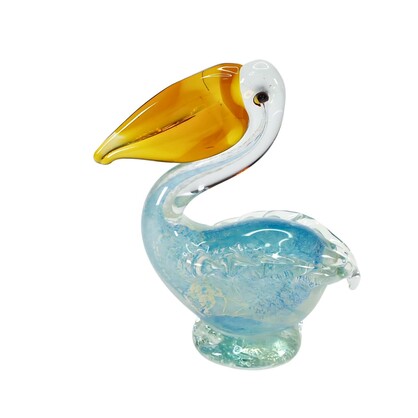 Zibo Handblown Glow in Dark Baby Blue Pelican (Gift Box)