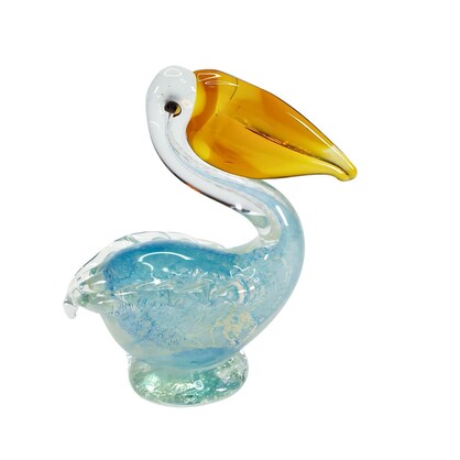 Zibo Handblown Glow in Dark Baby Blue Pelican (Gift Box)