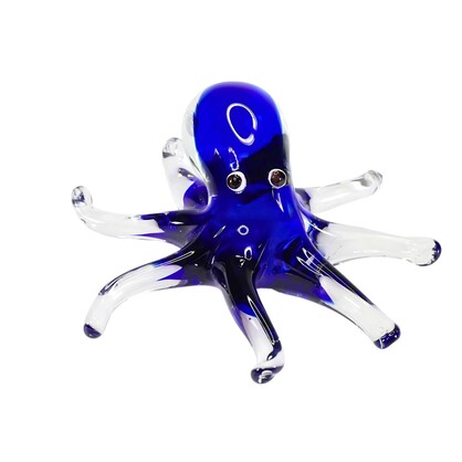 Zibo Handblown Art Glass - Blue Octopus