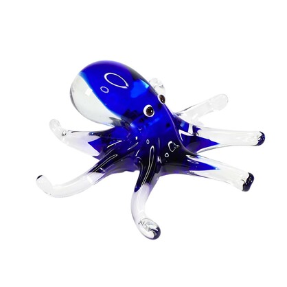 Zibo Handblown Art Glass - Blue Octopus