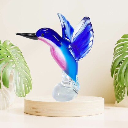 Zibo Handblown Art Glass - Blue Humming Bird