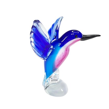 Zibo Handblown Art Glass - Blue Humming Bird