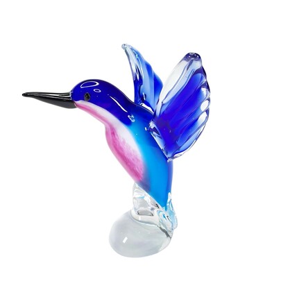 Zibo Handblown Art Glass - Blue Humming Bird