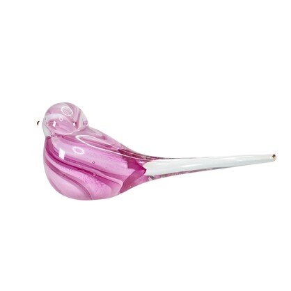 Zibo Handblown Art Glass - Long Tail Pink Bird