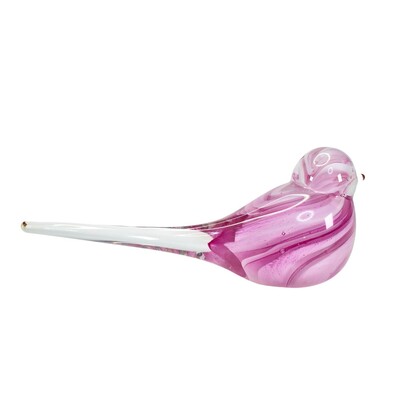 Zibo Handblown Art Glass - Long Tail Pink Bird