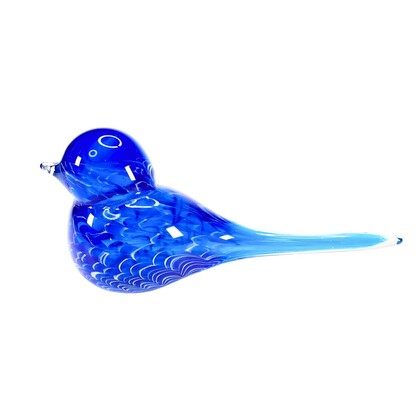 Zibo Handblown Art Glass - Blue Long Tail Bird