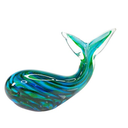 Zibo Handblown Art Glass - Green Whale