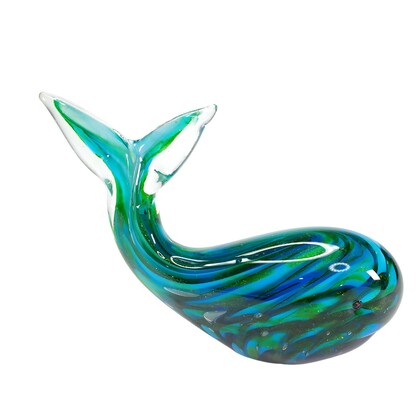 Zibo Handblown Art Glass - Green Whale